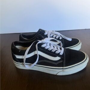 Vans Old Skool Canvas Black and White Sneakers for Women Size 7 Men 5.5